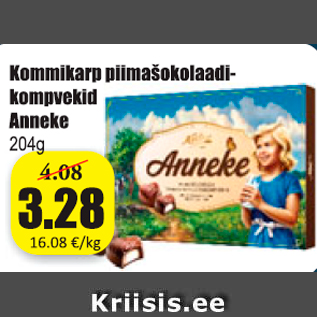 Allahindlus - Kommikarp piimašokolaadikompvekid Anneke 204 g