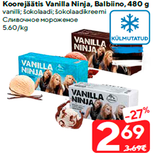 Allahindlus - Koorejäätis Vanilla Ninja, Balbiino, 480 g