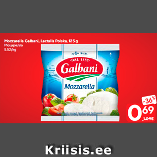 Allahindlus - Mozzarella Galbani, Lactalis Polska, 125 g