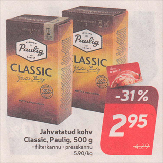 Allahindlus - Jahvatatud kohv Classic, Paulig, 500 g