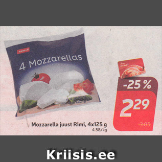 Allahindlus - Mozzarella juust Rimi