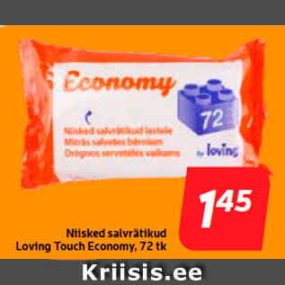 Allahindlus - Niisked salvrätikud Loving Touch Economy, 72 tk