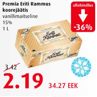 Allahindlus - Premia Eriti Rammus koorejäätis