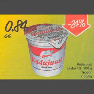 Allahindlus - Kodujuust Ekstra 4%, 300g