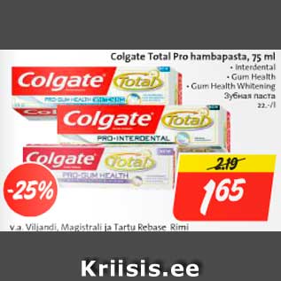 Allahindlus - Colgate Total Pro hambapasta, 75 ml