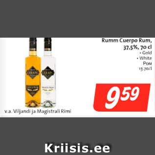 Allahindlus - Rumm Cuerpo Rum, 37,5%, 70 cl