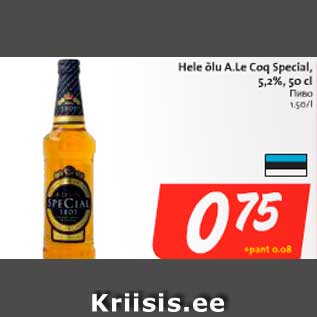 Allahindlus - Hele õlu A. Le Coq special 5,2%, 50 cl