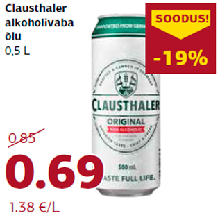 Allahindlus - Clausthaler alkoholivaba õlu 0,5 L