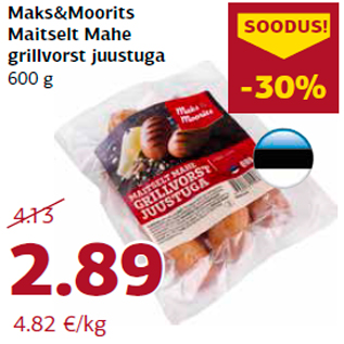 Allahindlus - Maks&Moorits Maitselt Mahe grillvorst juustuga 600 g