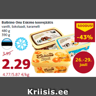 Allahindlus - Balbiino Onu Eskimo koorejäätis