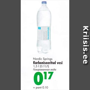 Allahindlus - Nordic Springs Karboniseeritud vesi 1,5 l