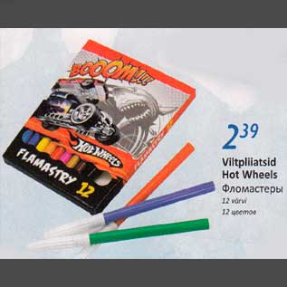 Allahindlus - Viltpliiatsid Hot Wheels 12 värvi