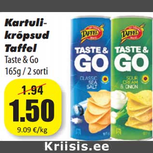 Allahindlus - Kartuli- krõpsud Taffel Taste & Go 165g / 2 sorti