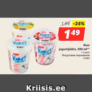 Allahindlus - Rimi jogurtijäätis, 500 ml**