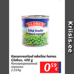 Allahindlus - Konserveeritud roheline hernes Globus, 400 g