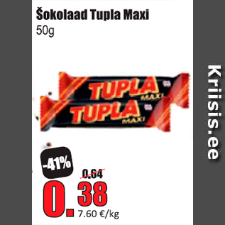 Allahindlus - Šokolaad Tupla Maxi 50 g