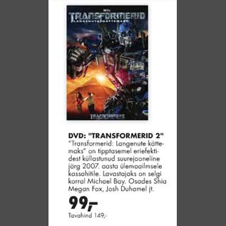 Allahindlus - DVD: "Transformerid 2"