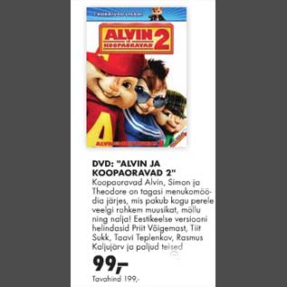 Allahindlus - DVD: "Alvin ja koopaoravad 2"