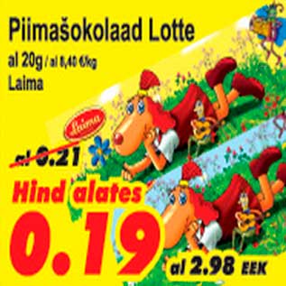 Allahindlus - Piimašokolaad Lotte Laima