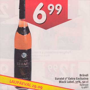 Allahindlus - Brändi Euraist 7* Extra Exclusiva Black Label, 37%, 50 сl