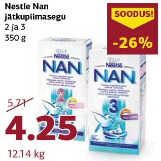 Allahindlus - Nestle Nan jätkupiimasegu 2 ja 3 350 g