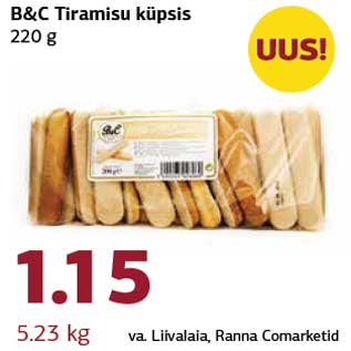 Allahindlus - B&C Tiramisu küpsis 220 g