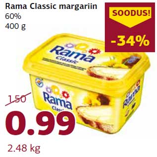 Allahindlus - Rama Classic margariin 60% 400 g