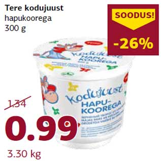 Allahindlus - Tere kodujuust hapukoorega 300 g