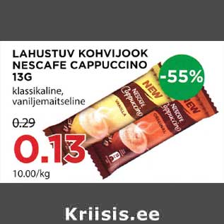 Allahindlus - LAHUSTUV KOHVIJOOK NESCAFE CAPPUCCINO 13 G