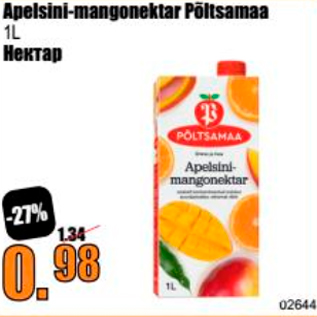 Allahindlus - Apelsini-mangonektar Põltsamaa 1 L