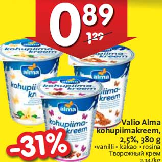 Allahindlus - Valio Alma kohupiimakreem, 2,5%, 380 g