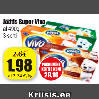 Allahindlus - Jäätis Super Viva al 490 g / 3 sorti