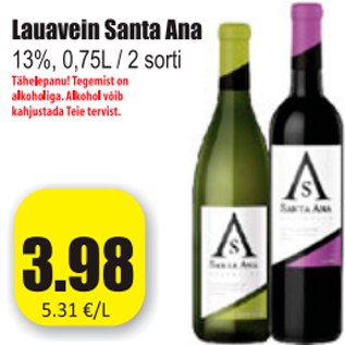 Allahindlus - Lauavein Santa Ana