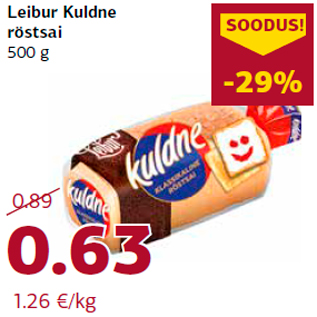 Allahindlus - Leibur Kuldne röstsai 500 g