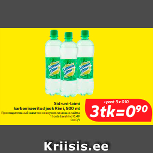 Allahindlus - Sidruni-laimi karboniseeritud jook Rimi, 500 ml