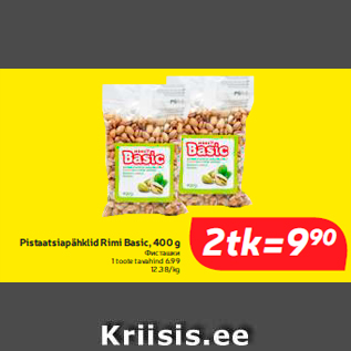 Allahindlus - Pistaatsiapähklid Rimi Basic, 400 g