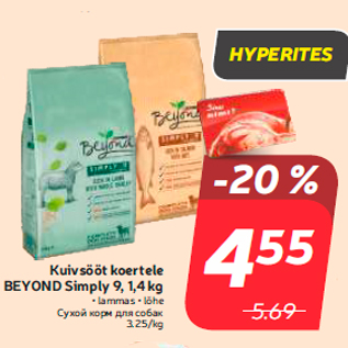 Allahindlus - Kuivsööt koertele BEYOND Simply 9, 1,4 kg