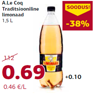 Allahindlus - A.Le Coq Traditsiooniline limonaad 1,5 L