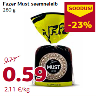 Allahindlus - Fazer Must seemneleib 280 g