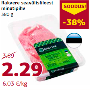 Allahindlus - Rakvere seavälisfileest minutipihv 380 g