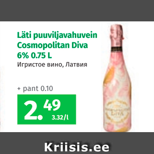 Allahindlus - Läti puuviljavahuvein Cosmopolitan Diva