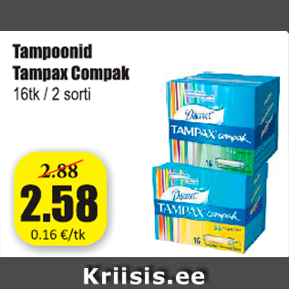 Allahindlus - Tampoonid Tampax Compak