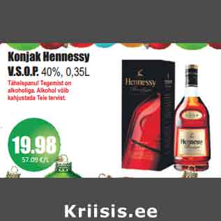 Allahindlus - Konjak Hennessy V.S.O.P. 40%, 0,35L