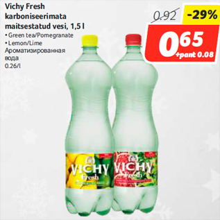 Allahindlus - Vichy Fresh karboniseerimata maitsestatud vesi, 1,5 l