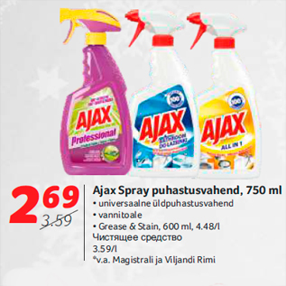 Allahindlus - Ajax Spray puhastusvahend, 750 ml