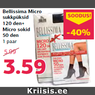 Allahindlus - Bellissima Micro sukkpüksid 120 den+ Micro sokid 50 den