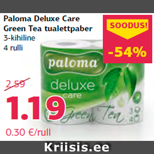 Allahindlus - Paloma Deluxe Care Green Tea tualettpaber