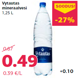 Allahindlus - Vytautas mineraalvesi 1,25 L