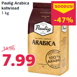 Allahindlus - Paulig Arabica kohvioad 1 kg