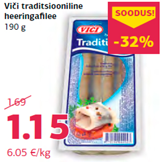 Allahindlus - Viči traditsiooniline heeringafilee 190 g